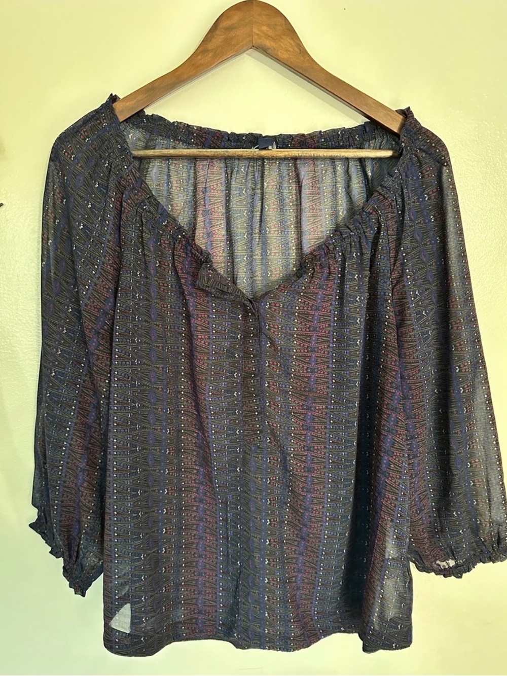 American Eagle Women’s  Sheer Peasant Top